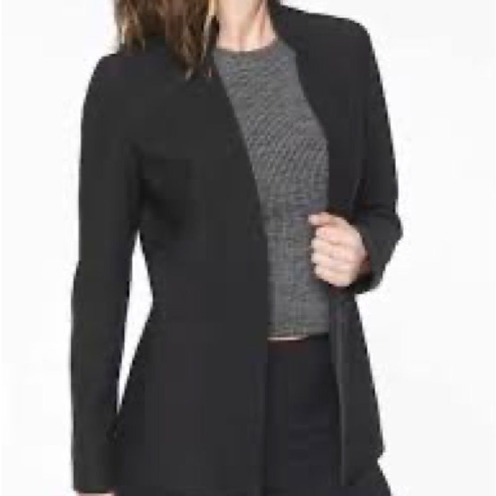 ATHLETA Cosmic Luxe Italian Black BLAZER WORK TRAVEL Sz 2